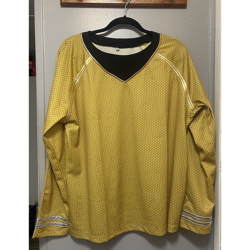 Star Trek Captain Kirk Costume Shirt Men's Size Xl Gold/Black